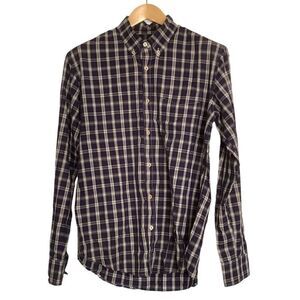 TAKEL Plaid Casual Button Up Shirt Sz L Long Sleeve Red Blue White